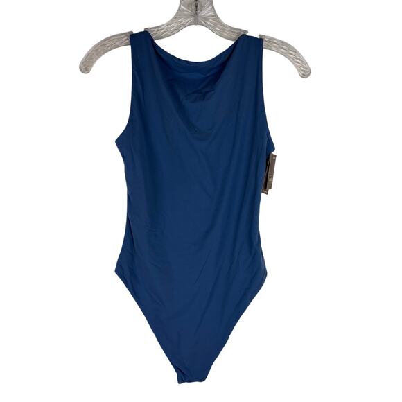 Auden Tops - Auden Bodysuit Size Large Low Back High Neck Blue NWT